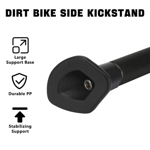 Close-up of forged aluminum dirt bike kickstand side stand with rugged springs for XC XCW XCF EXC EXCF 2008-2015 black finish.