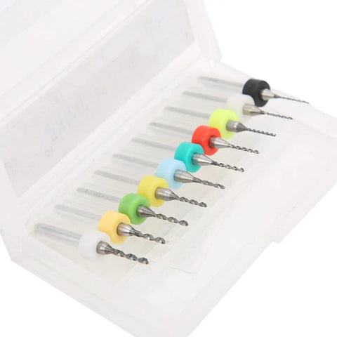 Mini Twist Drill Bits Set In Tungsten Steel For PCB Repair And Engraving in protective case, assorted colored positioning loops