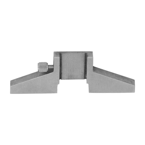 Beefy Depth Gauge Base for Dial and Vernier Calipers, T Bar Attachment, stainless and carbon steel build, front view.