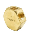 Brass Flat Hex Pneumatic Manifold Three Way Outlet Built For Tough Air Line Setups One Inlet And Three Eighth Inch NPT Female Ports