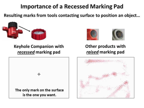 Comparison of marks from Slot Marking Tool Set For Keyhole Slots And Hangers Without Measuring Or Templates No Guesswork Needed Recessed Marker