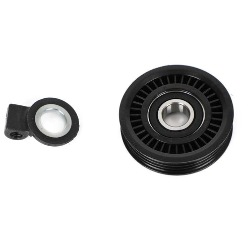 Heavy Duty 2 Pack Belt Idler Pulley Set For Subaru Baja 2003 To 2006 Impreza Legacy Outback Reliable Replacement Part Fits Oem Numbers 73131-FC000 And 73134-AC001 Durable Black Finish, black metal pulleys