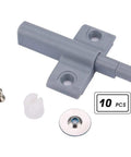 Heavy Duty Magnetic Cabinet Door Catches With Built In Buffer Stopper Engineered For Over 50k Open Close Cycles Made From Super Tough Abs Plastic, 10 pieces in gray.