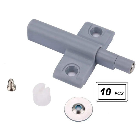 Heavy Duty Magnetic Cabinet Door Catches With Built In Buffer Stopper Engineered For Over 50k Open Close Cycles Made From Super Tough Abs Plastic, 10 pieces in gray.