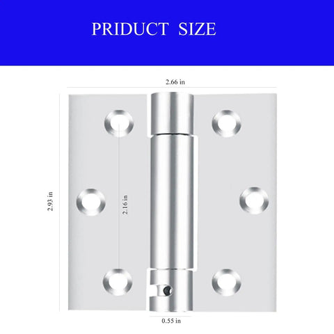 3 Inch Automatic Self Closing Door Hinges, Heavy Duty Stainless Steel Mortise Spring Hinges, size diagram with measurements