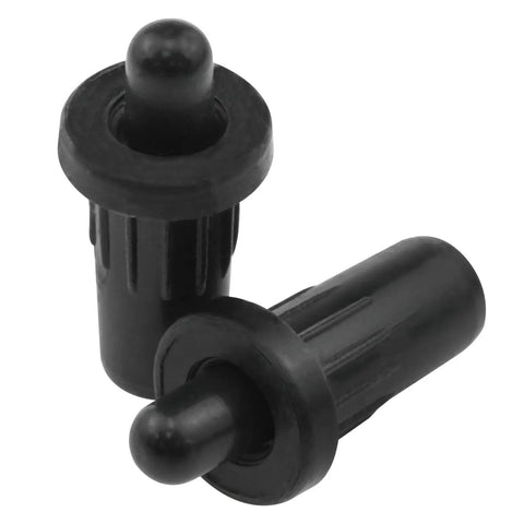 Rock Solid Cabinet Door Repair Kit With Heavy Duty Black Plastic Shutter Pins And Smooth Damper Replacement Springs For No Sweat Diy Fixups Straight Up Quality black plastic shutter pins close-up detail view.