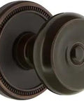 Soleil Rosette Passage With Bouton Knob In Timeless Bronze 2.375 Backset, Solid Forged Brass, Pre Mounted Knobs, Side View