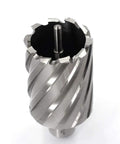 Premium HSS Annular Cutter With Weldon Shank fits magnetic drills, 44mm diameter, steel construction for heavy metal work.