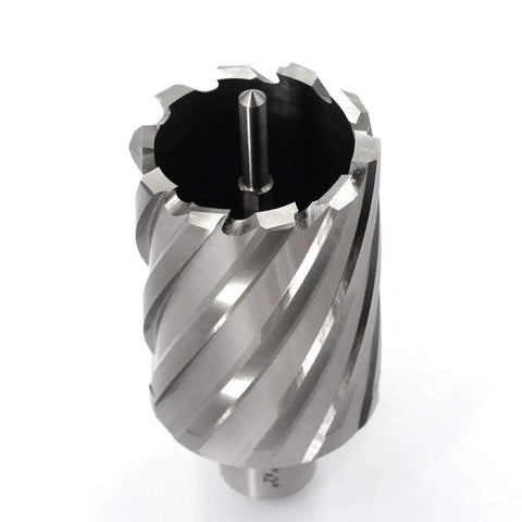 Premium HSS Annular Cutter With Weldon Shank fits magnetic drills, 44mm diameter, steel construction for heavy metal work.