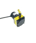 400mm Stroke Displacement Sensor With Draw Wire Encoder S400 PNP Output Non Contact Magnetic Angle Sensor High Precision Long Life Waterproof Dustproof Rock Solid Vibration Resistant Industrial Grade, black and yellow housing with cable