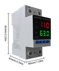 Voltage Protector For Home And Office Electronics 110V 220V AC And DC 80 To 300V, 1 To 63A Adjustable Smart Circuit Breaker With Overvoltage And Undervoltage Cutoff, DIN Rail Mount, Two Pack Keeps Your Gear Safe, 85mm x 65mm x 40mm