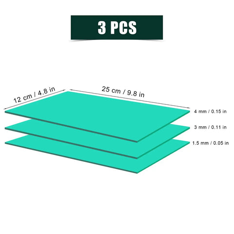 Three Thickness Silicone Mug Wraps for Sublimation and Heat Pressing, Fits Cricut Mug Press, 1.5mm 3mm 4mm Thickness, Green Sheets