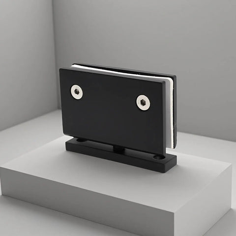 Matte Black Frameless Shower Door Hinge, Heavy Duty 304 Stainless Steel, 360 Degree Pivot for Bathroom, Built to Last Mount, Fits Glass 3.5 X 2 X 2.8 Inch on glass panel