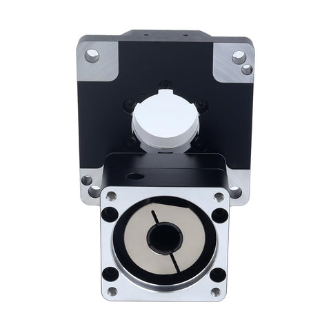 Front view of 85mm Hollow Rotary Actuator with Hollow Rotating Platform, 3 Arc Min Resolution, 14mm Input Shaft, 5 To 1 Gear Ratio