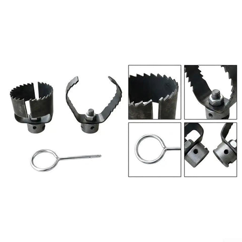 Heavy Duty Two Piece Drain Auger Attachment Set For Sink And Tub Clogs featuring thickened steel cutters and a ring wrench.