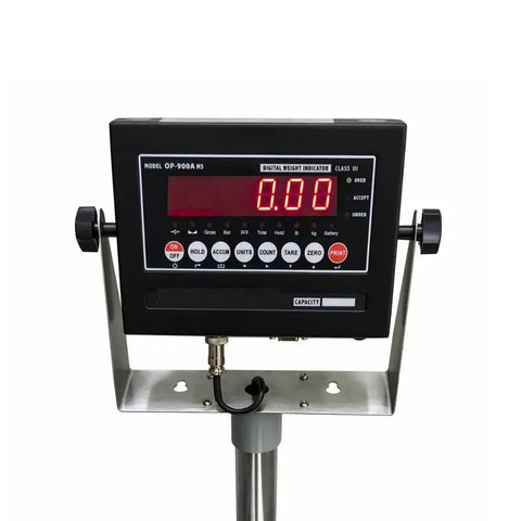 Digital weight indicator for Rock Solid Heavy Duty Industrial Bench Scale 500 Lb Capacity, featuring oversized display and control buttons.