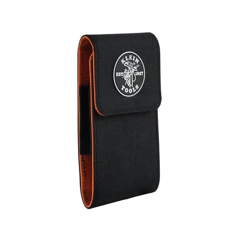 Phone Holder With Magnetic Closure And Belt Clip For iPhone Google LG And Samsung Fits Phones In Or Out Of Protective Case Up To 6.25 By 3.75 By 0.75 Inches Built From Durable 1680D Ballistic Nylon Built For Everyday Carry, black ballistic nylon with Klein Tools logo