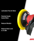 Non Vac Orbital Palm Sander 11,000 RPM With Anti Vibration Tech Ultra Quiet 75 DBA Built Tough Ergonomic Grip feature highlights