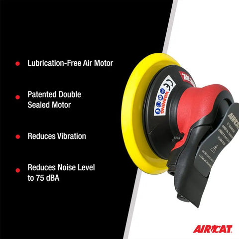 Non Vac Orbital Palm Sander 11,000 RPM With Anti Vibration Tech Ultra Quiet 75 DBA Built Tough Ergonomic Grip feature highlights