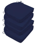 Outdoor Cushions For Patio Furniture Set Of 4 19 By 19 By 3 Inch Thick Waterproof And UV Resistant Navy Blue Chair Cushions Stacked View
