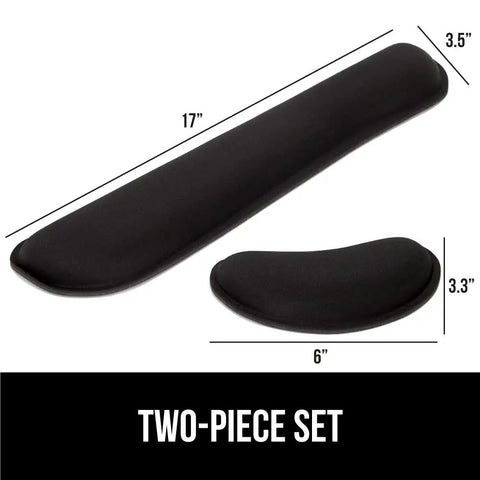 Silky Memory Foam Wrist Rest For Keyboard And Mouse Ergonomic Design For Typing Pain Relief Two Piece Desk Pad Set Stain Resistant Black