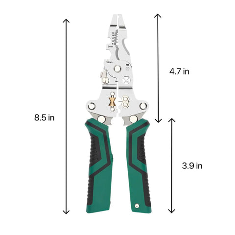 Heavy Duty Foldable Digital Display Wire Stripper With High Carbon Steel Build, 8.5 in, multifunctional electrical pliers.