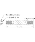 4 Pack Heavy Duty Aluminum Female To Female Threaded Standoff Spacers M4 Thread 38Mm Length technical dimensions diagram