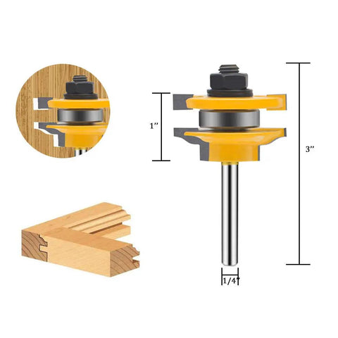 Pro Grade Quarter Inch Shank Groove Tongue Router Bit For Raised Panel Cabinet Doors With Back Cutter And Panel Round Over Tool