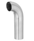 Side view of stainless steel 90-degree mandrel bend elbow, 1 5/8 in OD, 4 in long.
