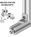 Built Tough Threaded M8 Steel Self Aligning Roll In T Nuts With Ball Spring for 15 40 series aluminum extrusion mounted on brackets.