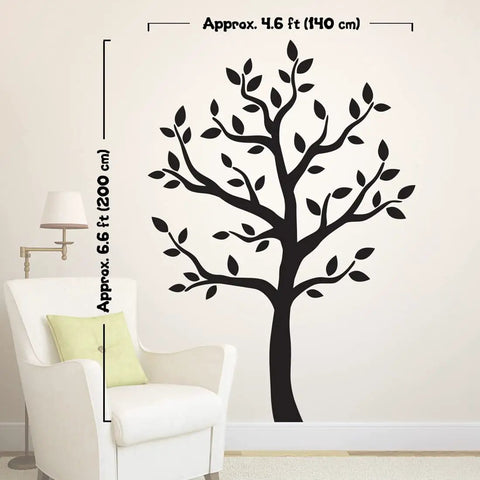 Black Tree Wall Stickers For Living Room And Bedroom Decor Peel And Stick Tree Silhouette Decal next to white armchair