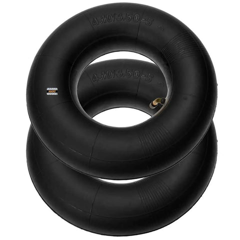 Heavy Duty 11x4.00-5 Inner Tubes Replacement For Wheelbarrows Lawn Mowers Hand Trucks, two stacked black tubes