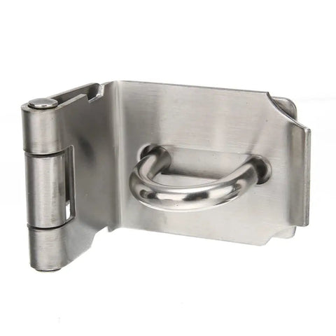 Heck Yeah Durable High Grade Stainless Steel Door Latch With Secure Padlock Buckle, side view showcasing robust hinge and loop.