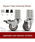 Pack Of Four 1.5 Inch Beefy Stainless Steel Silent Brake Casters For Universal Racks with square tube design, sizes 19-25mm.