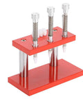Pro Grade Watch Hand Setting Tool Kit with 3 Stainless Steel Pressing Heads in red for horology repair and clockmaker desktop instrument
