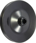 Complete Semi Gloss Black Steel V Belt 2 Groove Long Water Pump LWP Crank Pulleys With Alternator And Power Steering Brackets Kit For SBC Chevy Small Block 350 327 Engines Up To 1978 Ready To Install close-up