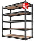 Kickass Heavy Duty 5 Tier Metal Storage Shelving Unit With Reinforced Adjustable Steel Racks For Garage Pantry Warehouse Industrial Tool Organization Setup, 72-inch height, showing five shelves.
