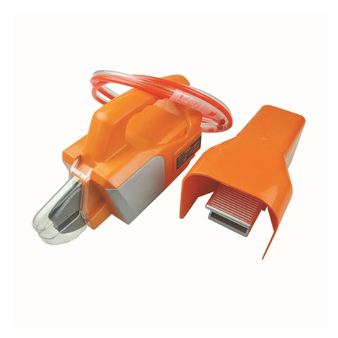 High Power Pneumatic Crimper Tool For Non Insulated Cable Lugs And Terminals Works At 0.4-1 Mpa Air Pressure, orange design with hose connection.