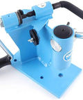 Chainsaw Chain Breaker Spinner 2 In 1 in blue heavy-duty steel, bench base, showing lever and adjustment mechanism for repair use.