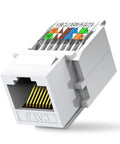 50 Pack Cat6 Toolless RJ45 Keystone Jacks No Punch Down Required Module Couplers White For Easy Snap In Install No Fuss Setup And Rapid Reliable UTP Network Terminations