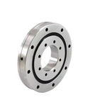 Top Tier Cross Roller Slewing Bearing Ru85 Series for Robot Arms and CNC Rotary Tables in silver with black seals.