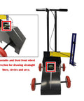 Heck Of A Multifunction Line Marking Machine That Renders Crisp Roads And Parking Lots With Zero Sweat Precision And Quick Width Tweaks For School Zones Or Garages with adjustable front wheel and red wheels.