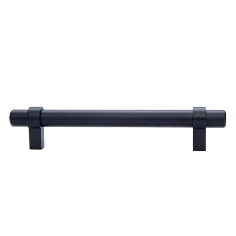 Flat Black Straight Bar Cabinet Handles Set 6.63 Inch Length With 5 Inch Hole Center No Fuss Pro Kitchen Cabinet Pulls Sturdy Steel