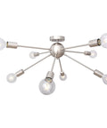Mid Century 8 Light Sputnik Chandelier Nickel Ceiling Light Fixture Semi Flush Mount Pre Wired Easy Install For Dining Room Living Room Bedroom Kitchen Foyer Hallway Next Level Modern Lighting