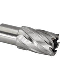 Annular cutter side view with Weldon shank, 3/4-inch diameter, HSS slugger bit for mag drill