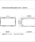 Diagram of 5 Pack Small ABS Plastic Project Box For Electronics DIYers White Durable Drillable Mini Electrical Project Boxes 2.36 x 1.42 x 0.67 Inch with dimensions