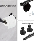 Matte Black Bathroom Accessories Set Kit With 2 24 Inch Towel Bars, 2 Towel Rings, 2 Toilet Paper Holders, And 2 Hooks with retractable holder