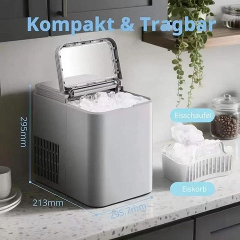 Super Quick Countertop Ice Maker Churns Out Up To 20 Lbs Bullet Ice Daily With A Blazing Six Minute Loop Compact footprint with ice inside.