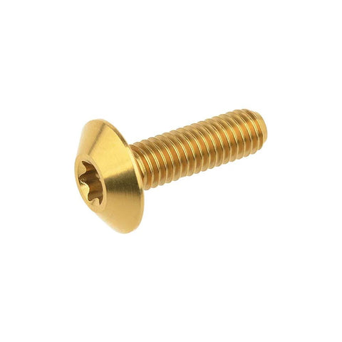 Dope Titanium M6x20mm Button Torx Head Bolts Pack Of 4 For Bike And Motorcycle Grade 5 6AL4V Titanium Alloy Gold Finish