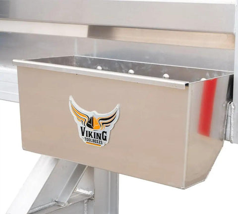 Built To Spec Aluminum Headache Rack And Logger Toolbox Kit For Big Rigs Featuring Dimpled Mirror Finish, aluminum toolbox close-up.